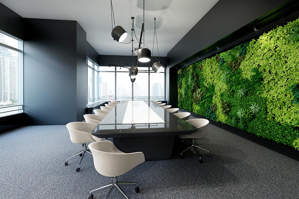 Picture of living green wall in an office conference room
